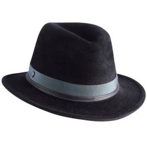 NWT Helen Kaminski Black/Atlas Blue Felt Fedora Hat